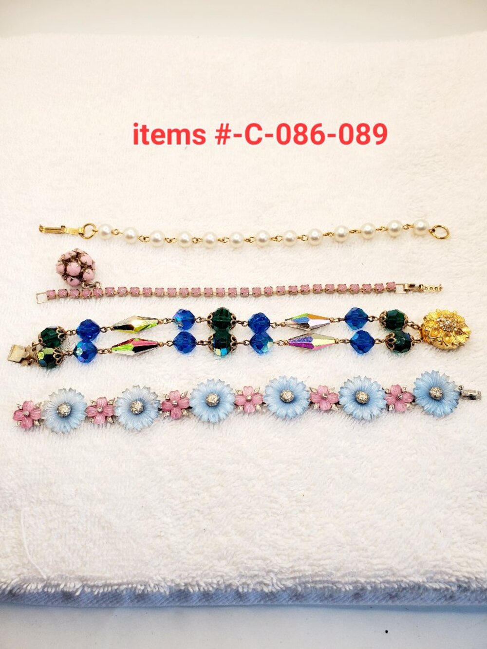 4 Vintage Bracelets, items # C-086-089,. wt.  89 grams.